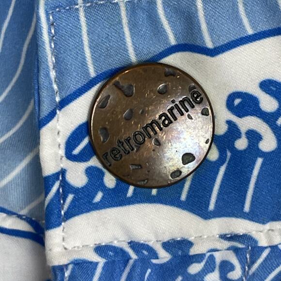 Retromarine New York Men's Board Shorts Size 36 Blue Wave Print, Mesh Lined, Zip - Picture 3 of 9